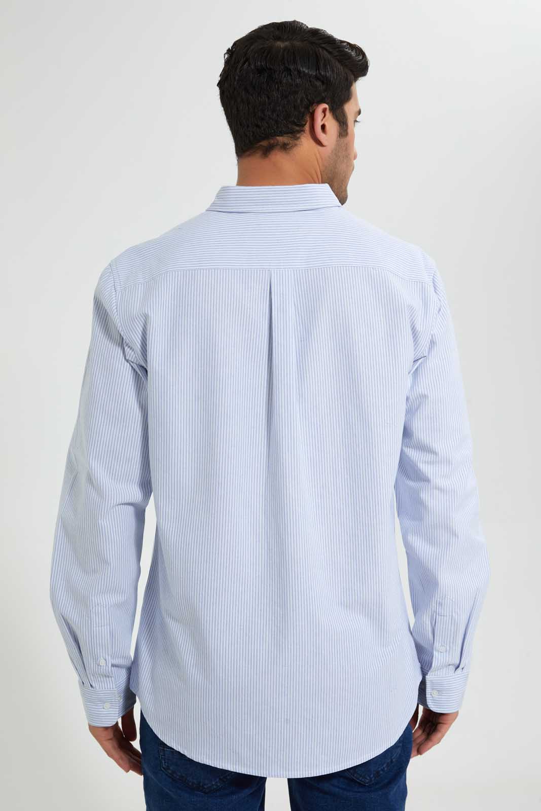Redtag-Blue-Stripes-Oxford-Shirt-Casual-Shirts-Men's-