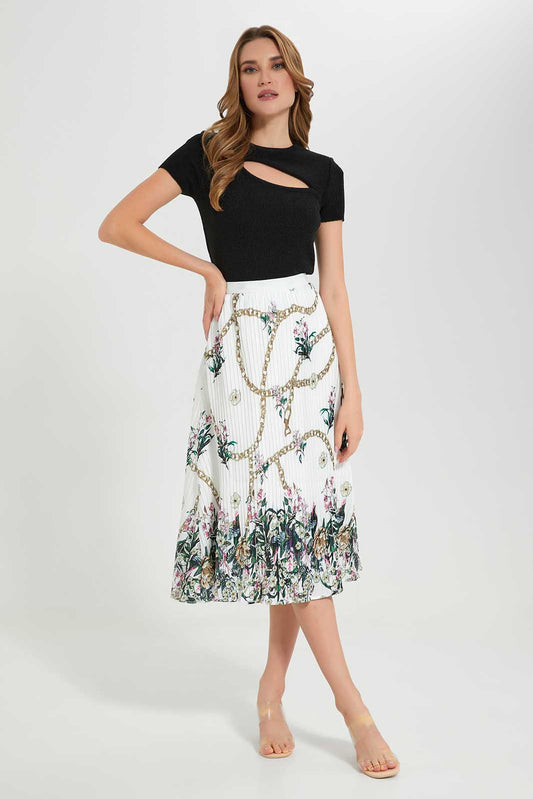 Redtag-White-Placement-Printed-Pleated-Skirt-Category:Skirts,-Colour:White,-Deals:New-In,-Filter:Women's-Clothing,-LDC,-LDC-Skirts,-New-In-LDC-APL,-Non-Sale,-Section:Women,-W22O-Women's-