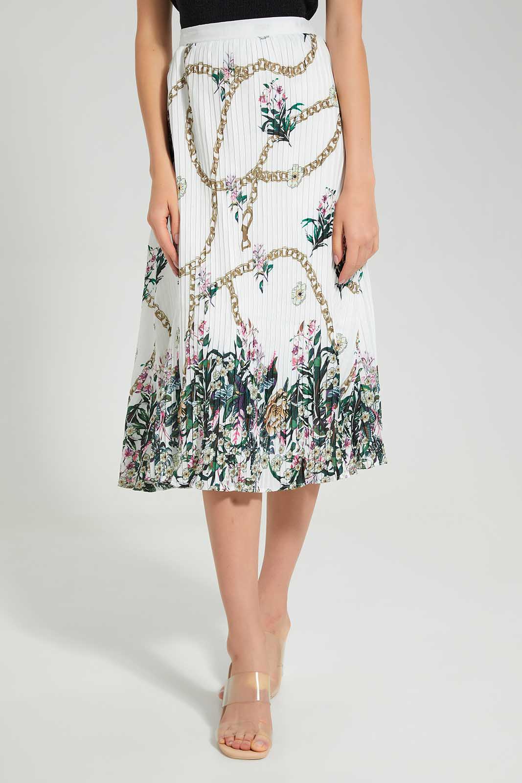 Redtag-White-Placement-Printed-Pleated-Skirt-Category:Skirts,-Colour:White,-Deals:New-In,-Filter:Women's-Clothing,-LDC,-LDC-Skirts,-New-In-LDC-APL,-Non-Sale,-Section:Women,-W22O-Women's-