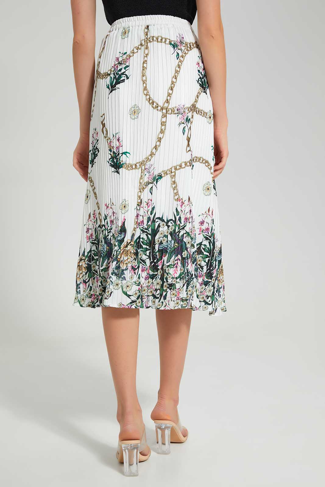 Redtag-White-Placement-Printed-Pleated-Skirt-Category:Skirts,-Colour:White,-Deals:New-In,-Filter:Women's-Clothing,-LDC,-LDC-Skirts,-New-In-LDC-APL,-Non-Sale,-Section:Women,-W22O-Women's-