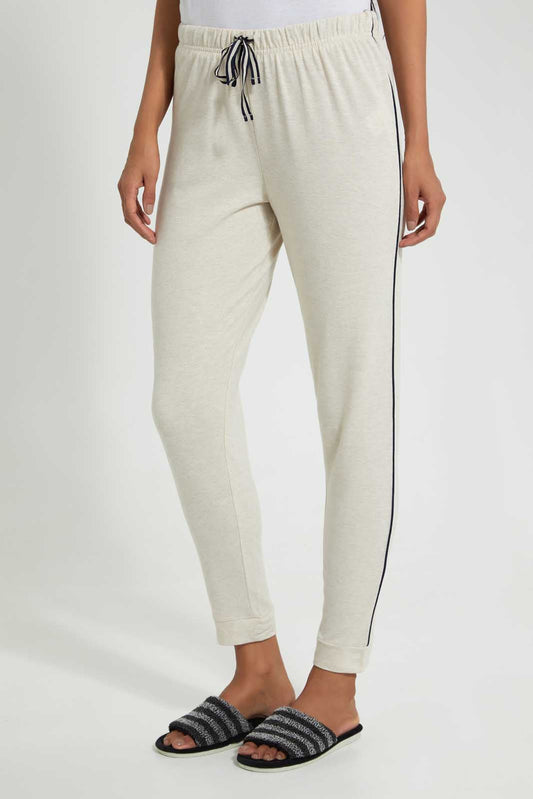 Redtag-Oat-Marl-Plain-Pyjama-Bottom-With-Side-Piping-Pyjama-Bottoms-Women's-