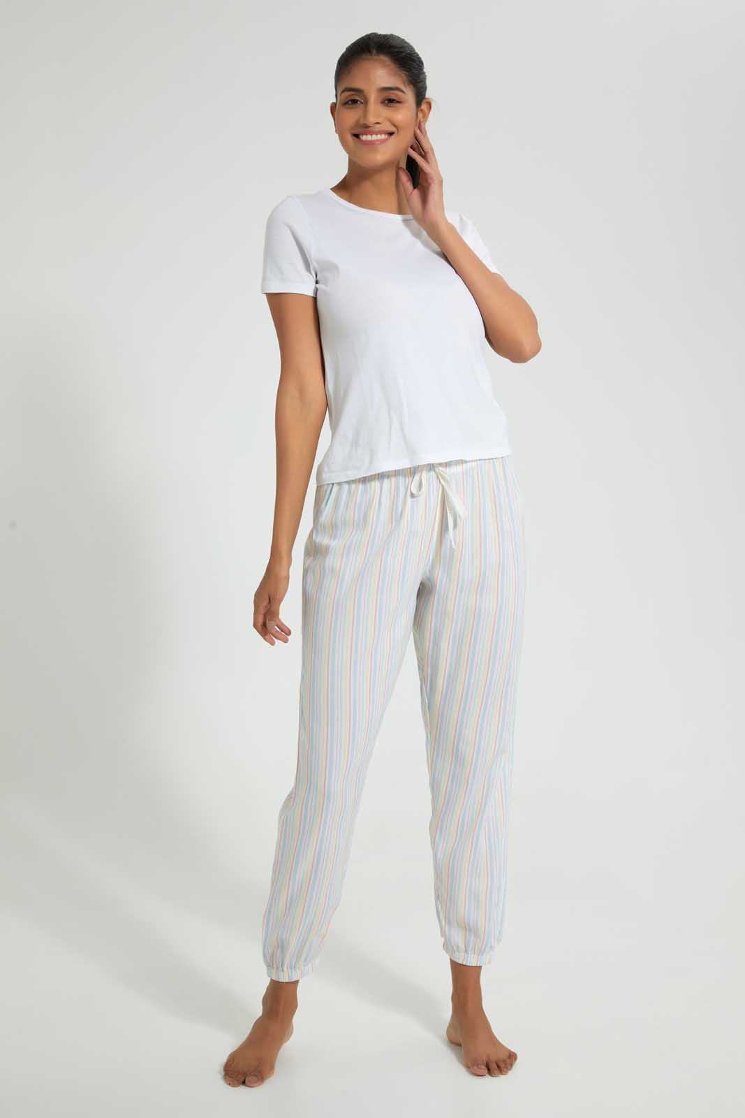 Redtag-White-Stripe-Printed-Pyjama-Bottom-Pyjama-Bottoms-Women's-
