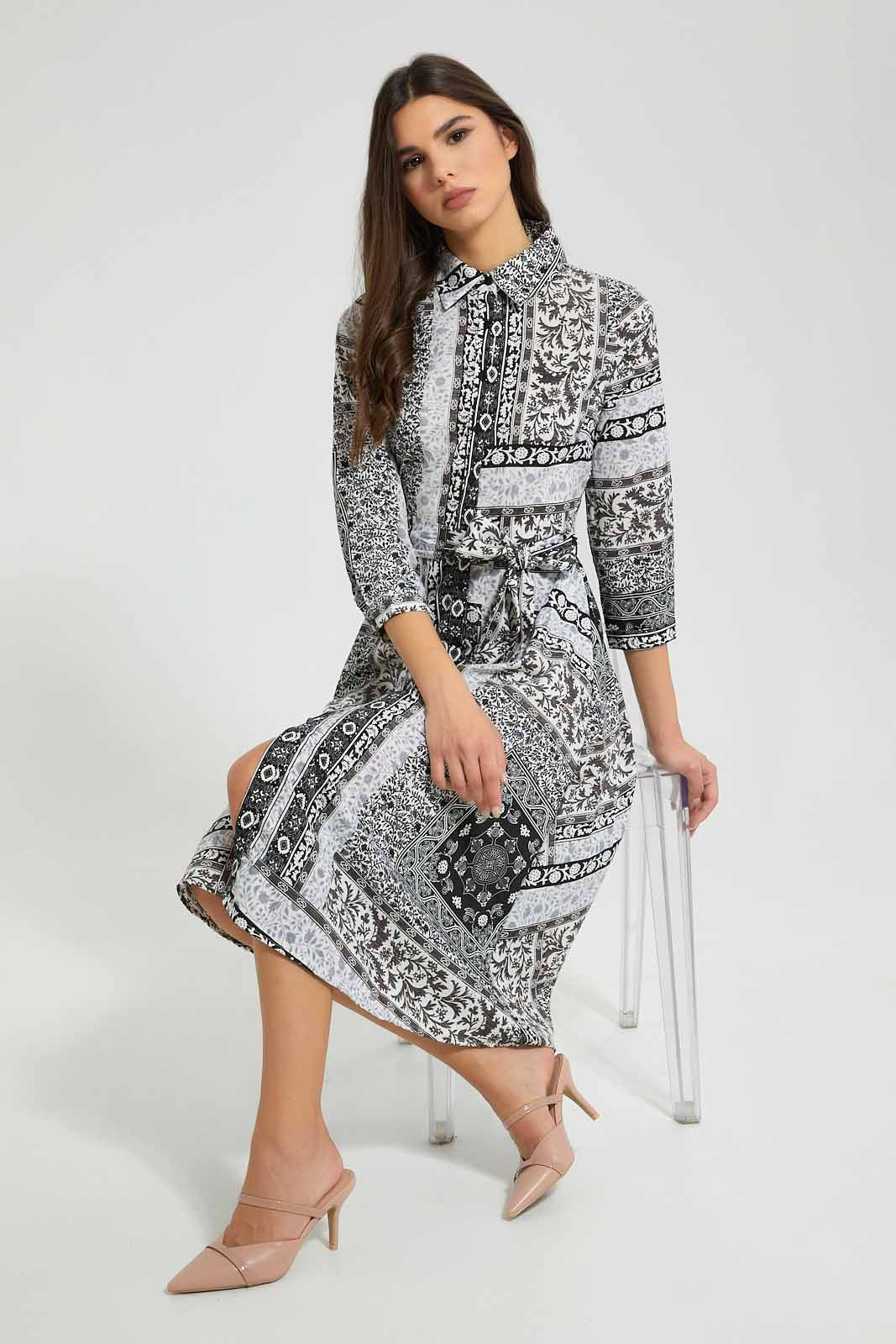 Redtag-Black-Patch-Print-Shirt-Dress-Dresses-Women's-