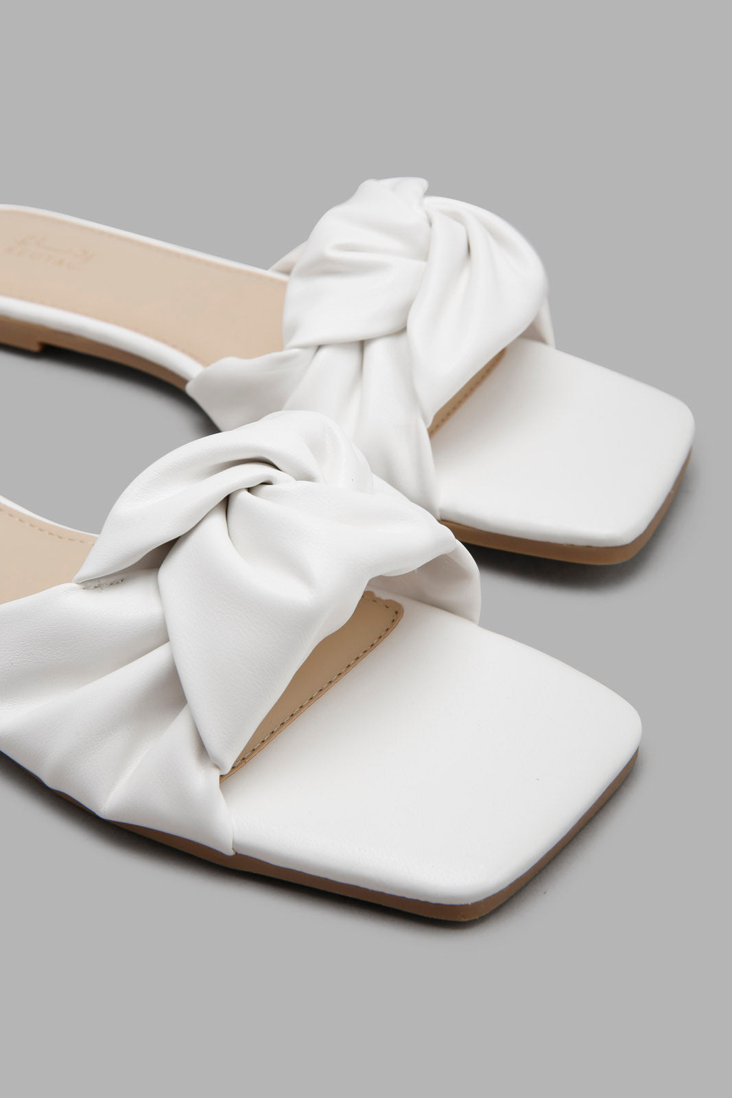 Redtag-White-Knot-Square-Toe-Mule-Category:Sandals,-Colour:White,-Filter:Women's-Footwear,-LEC-Sandals,-New-In,-New-In-Women-FOO,-Non-Sale,-Section:Women,-W22O-Women's-