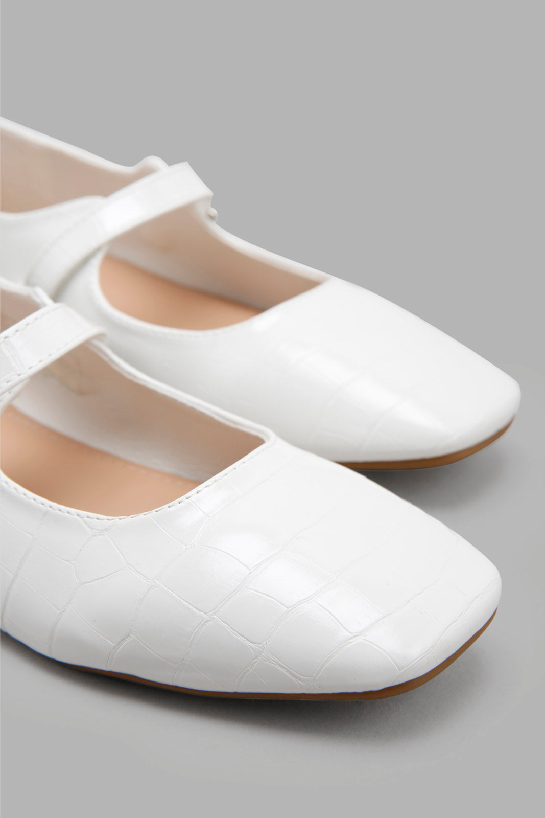 Redtag-White-Diamante-Buckle-Ballerina-Category:Shoes,-Colour:White,-Deals:New-In,-Filter:Women's-Footwear,-New-In-Women-FOO,-Non-Sale,-S22C,-Section:Women,-Women-Shoes-Women's-