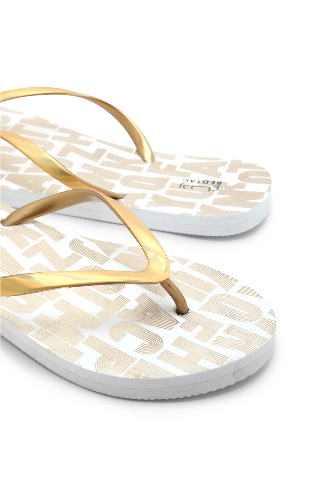 Redtag-Gold-Slogan-Flip-Flop-Category:Flip-Flops,-Colour:Gold,-Deals:New-In,-Dept:Ladieswear,-Filter:Women's-Footwear,-New-In-Women-FOO,-Section:Women,-W22O,-Women-Flip-Flops-Women's-