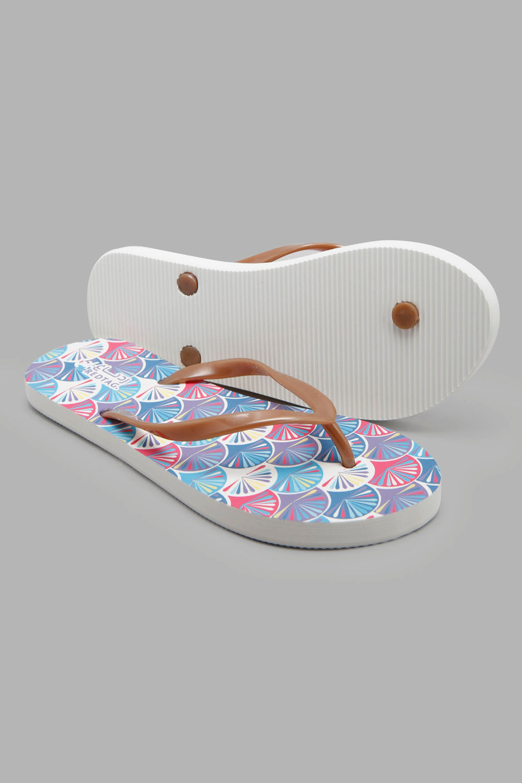 Redtag-Gold-Flip-Flop-With-Pastel-Sock-Print-Category:Flip-Flops,-Colour:Gold,-Deals:3-For-50,-Deals:New-In,-Filter:Women's-Footwear,-New-In-Women-FOO,-Non-Sale,-Section:Women,-W22O,-Women-Flip-Flops-Women's-