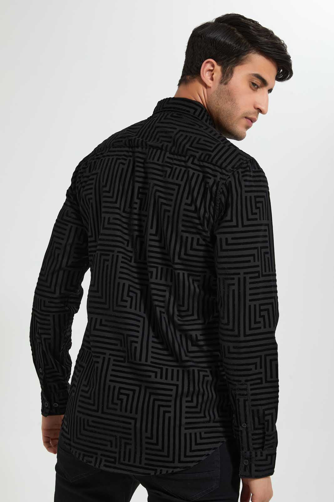Redtag-Black-Printed-Flock-PrinT-Shirt-Casual-Shirts-Men's-