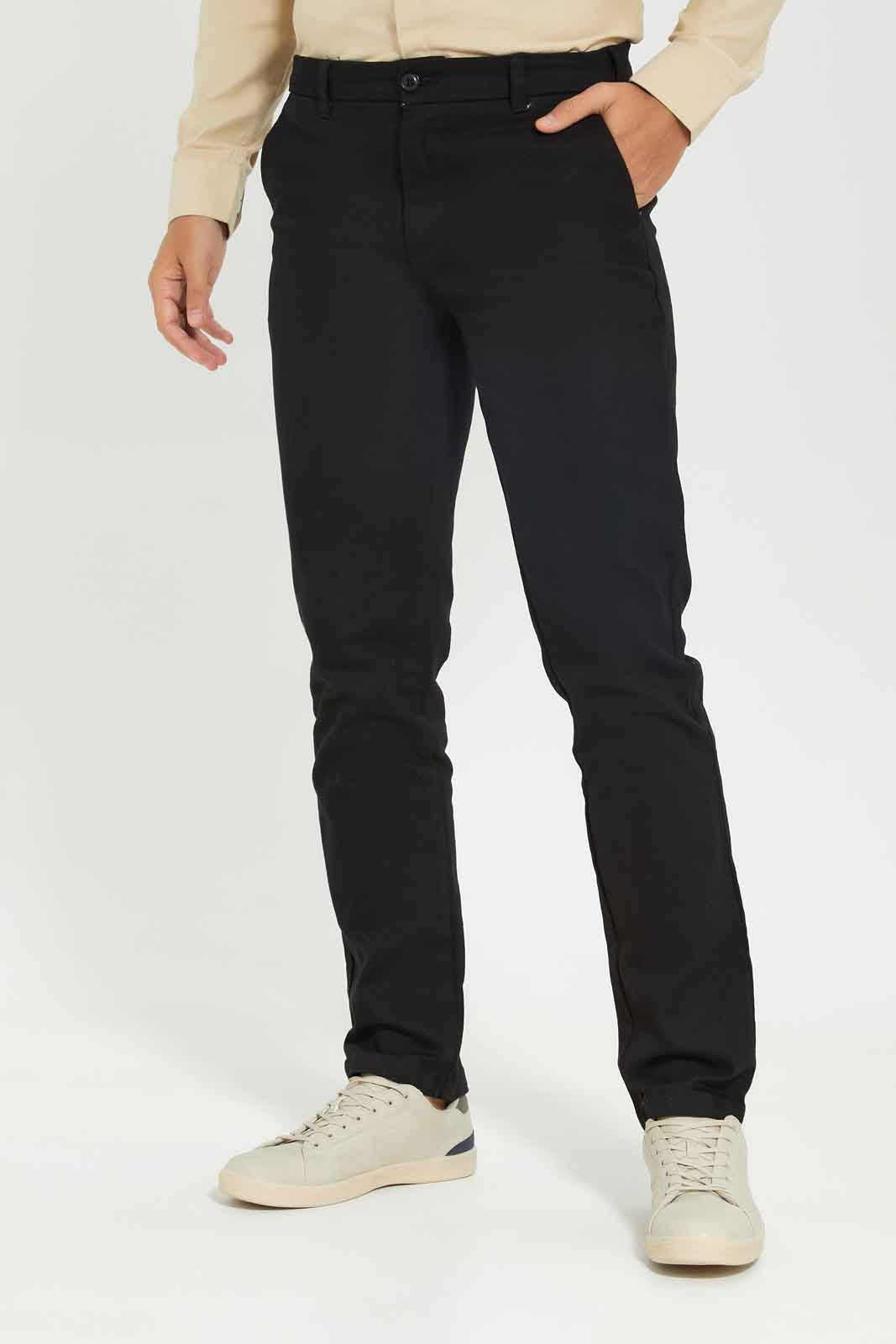 Redtag-Black-Straight-Fit-Chino-Category:Trousers,-Colour:Black,-Dept:Menswear,-Filter:Men's-Clothing,-Men-Trousers,-Non-Sale,-S22A,-Section:Men,-TBL-Men's-