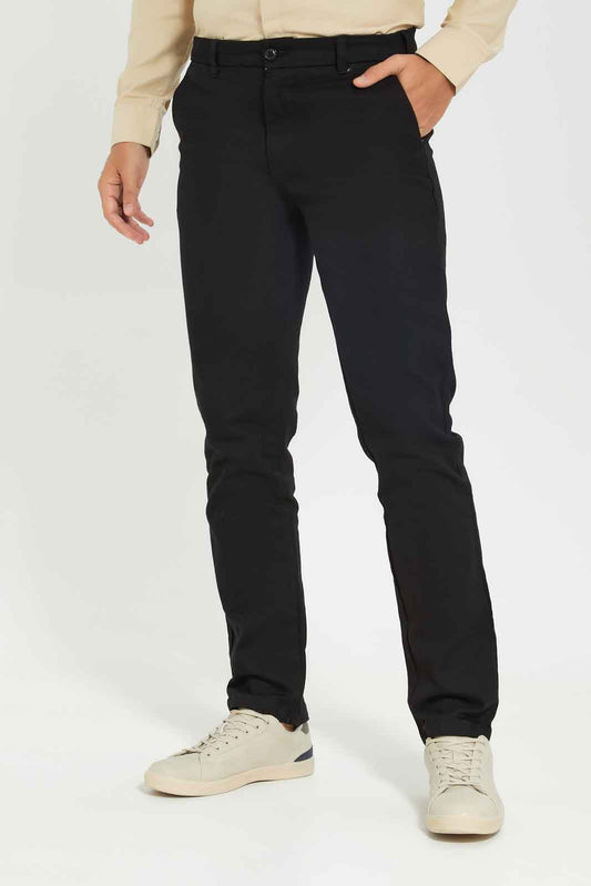 Redtag-Black-Straight-Fit-Chino-Category:Trousers,-Colour:Black,-Dept:Menswear,-Filter:Men's-Clothing,-Men-Trousers,-Non-Sale,-S22A,-Section:Men,-TBL-Men's-