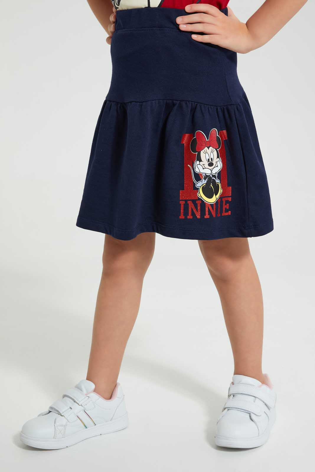 Redtag-Navy-Minnie-Casual-Skirt-Skirts-Girls-2 to 8 Years