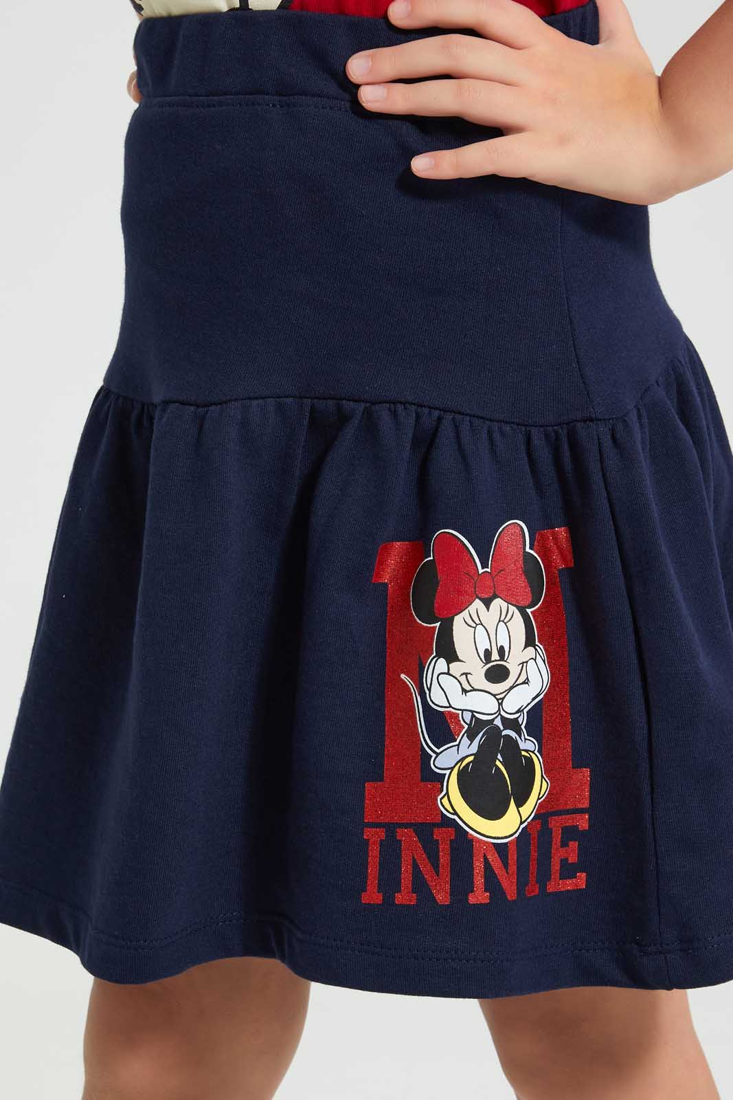 Redtag-Navy-Minnie-Casual-Skirt-Skirts-Girls-2 to 8 Years
