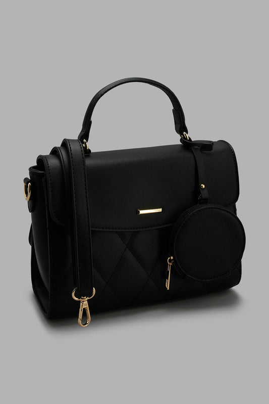Redtag-Black-Quilted-Day-Bag-Day-Bags-Women-