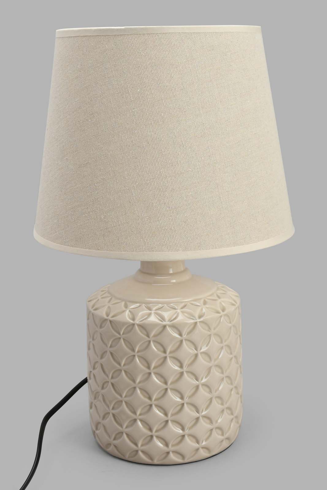 Redtag-Taupe-Embosed-Ceramic-Table-Lamp-Table-Lamps-Home-Decor-