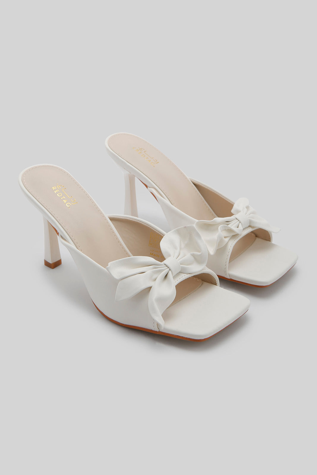 Redtag-White-Bow-Trim-Mule-Category:Sandals,-Colour:White,-Deals:New-In,-Filter:Women's-Footwear,-LEC-Sandals,-New-In-Women-FOO,-Non-Sale,-Section:Women,-W22A-Women's-