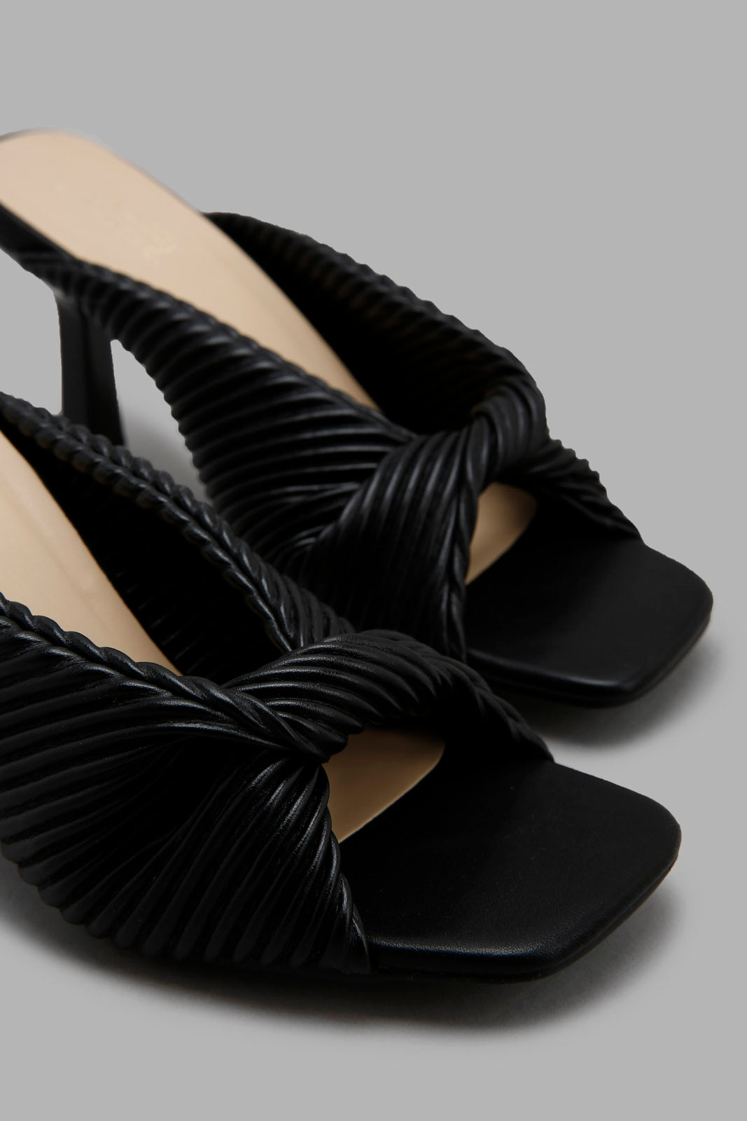 Redtag-Black-Pleat-Heel-Mule-Category:Sandals,-Colour:Black,-Deals:New-In,-Filter:Women's-Footwear,-LEC-Sandals,-New-In-Women-FOO,-Non-Sale,-S22C,-Section:Women-Women's-