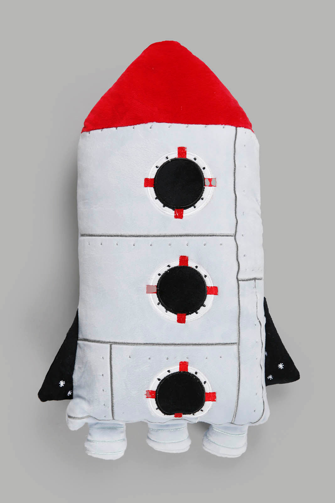 Redtag-Grey-Rocket-Kids-Cushion-Category:Cushions,-Colour:Grey,-Filter:Home-Bedroom,-HMW-BED-Cushions,-Non-Sale,-S22C,-Section:Homewares-Home-Bedroom-