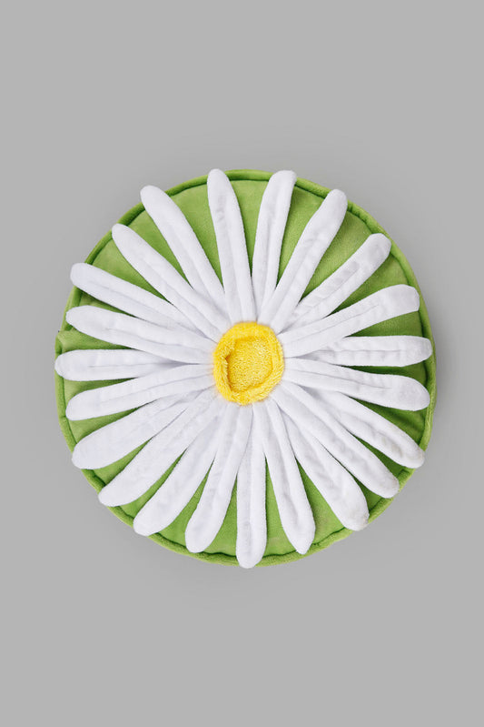 Redtag-White/Green-Flower-Kids-Cushion-Category:Cushions,-Colour:Green,-Filter:Home-Bedroom,-HMW-BED-Cushions,-Non-Sale,-S22C,-Section:Homewares-Home-Bedroom-