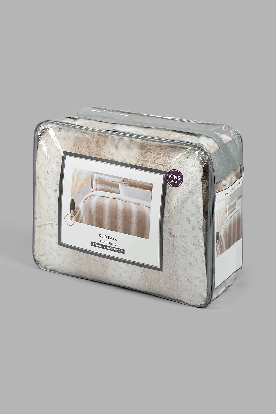 Redtag-Beige-Animal-Print-3-Piece-Comforter-Set-(King-Size)-Colour:Beige,-Filter:Home-Bedroom,-HMW-BED-Comforters,-New-In,-New-In-HMW-BED,-Non-Sale,-S22A,-Section:Homewares-Home-Bedroom-