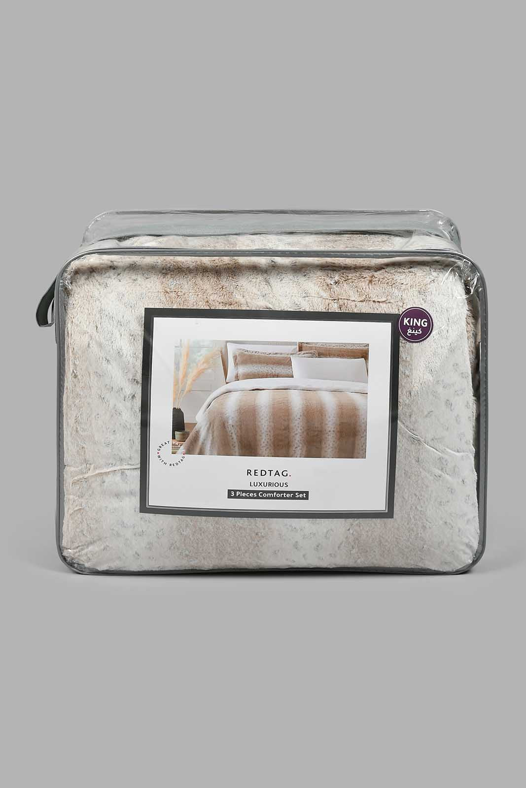 Redtag-Beige-Animal-Print-3-Piece-Comforter-Set-(King-Size)-Colour:Beige,-Filter:Home-Bedroom,-HMW-BED-Comforters,-New-In,-New-In-HMW-BED,-Non-Sale,-S22A,-Section:Homewares-Home-Bedroom-