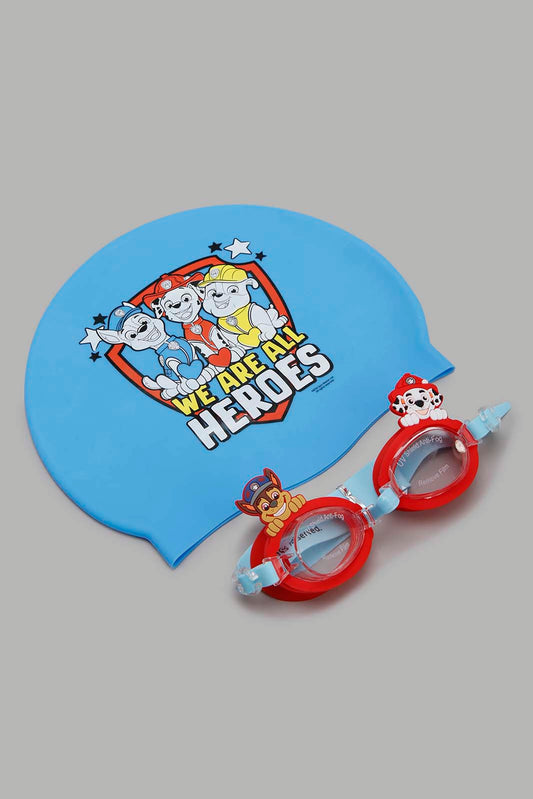 Redtag-Blue-Paw-Patrol-Silicone-Swim-Cap-+-Swim-Goggle-Set-BTS,-Category:Toys,-CHR,-Colour:Blue,-Filter:Toys-Accessories,-IMP-Toys,-New-In,-New-In-IMP-ACC,-Non-Sale,-S22C,-Section:Girls-(0-to-14Yrs)-Toys-