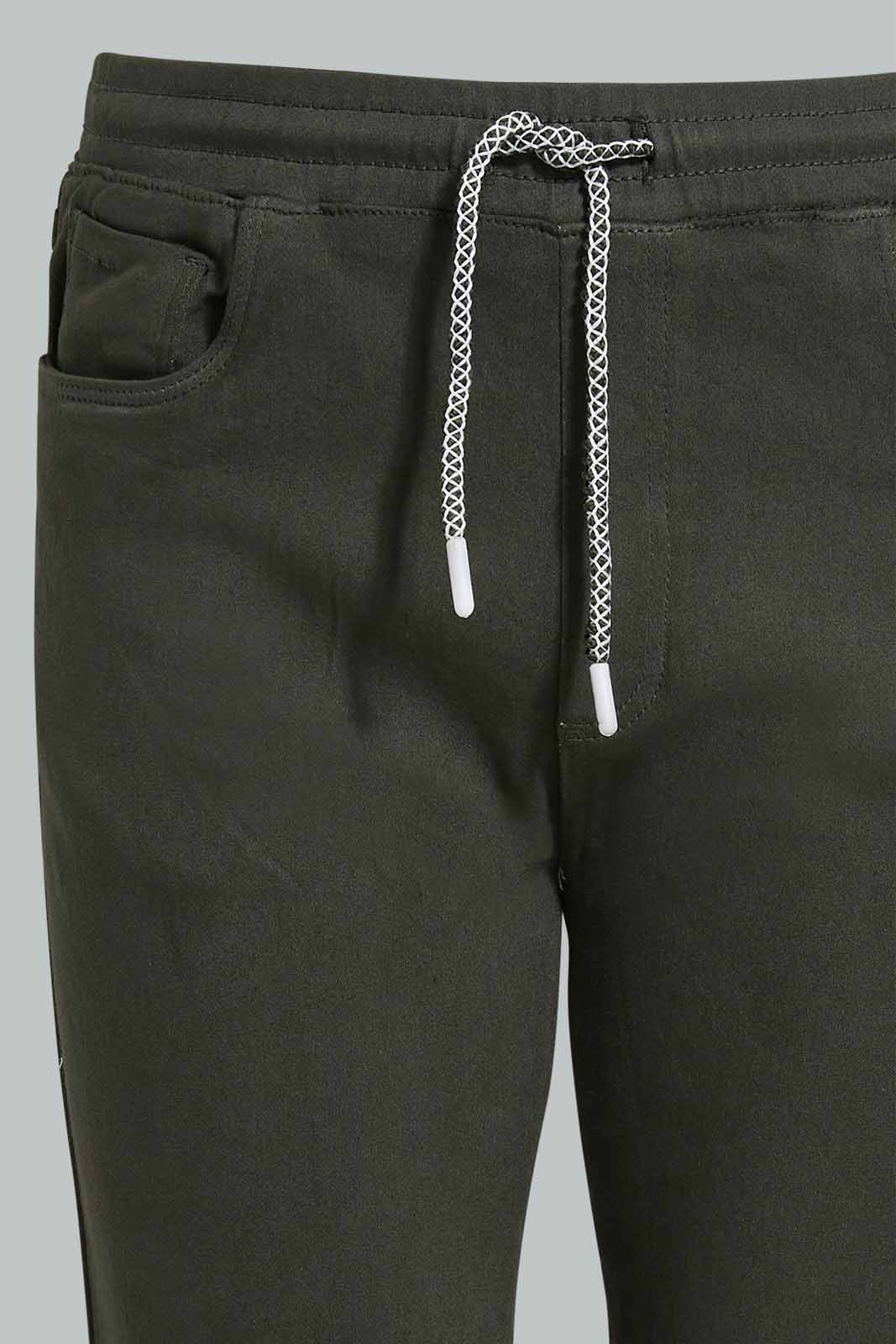 Redtag-Olive-Colored-Knit-Denim-Knit-Denim-Senior-Boys-9 to 14 Years
