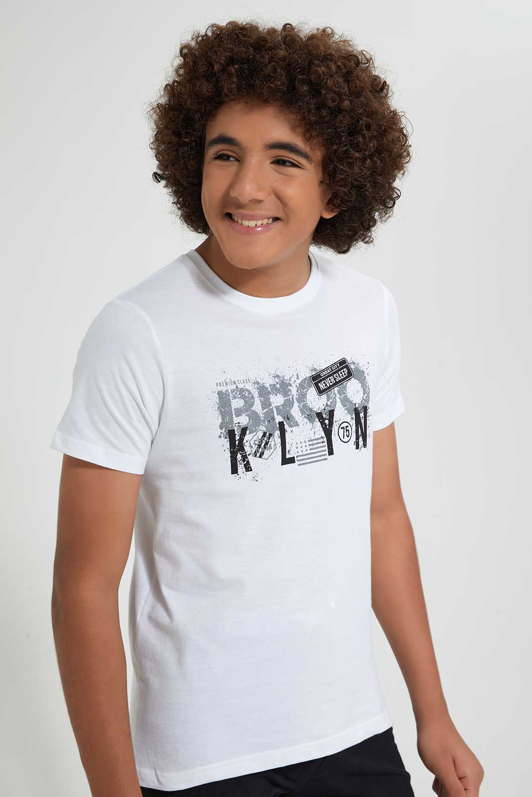 Redtag-White-Brooklyn-Night-Suit-Pyjama-Sets-Senior-Boys-9 to 14 Years