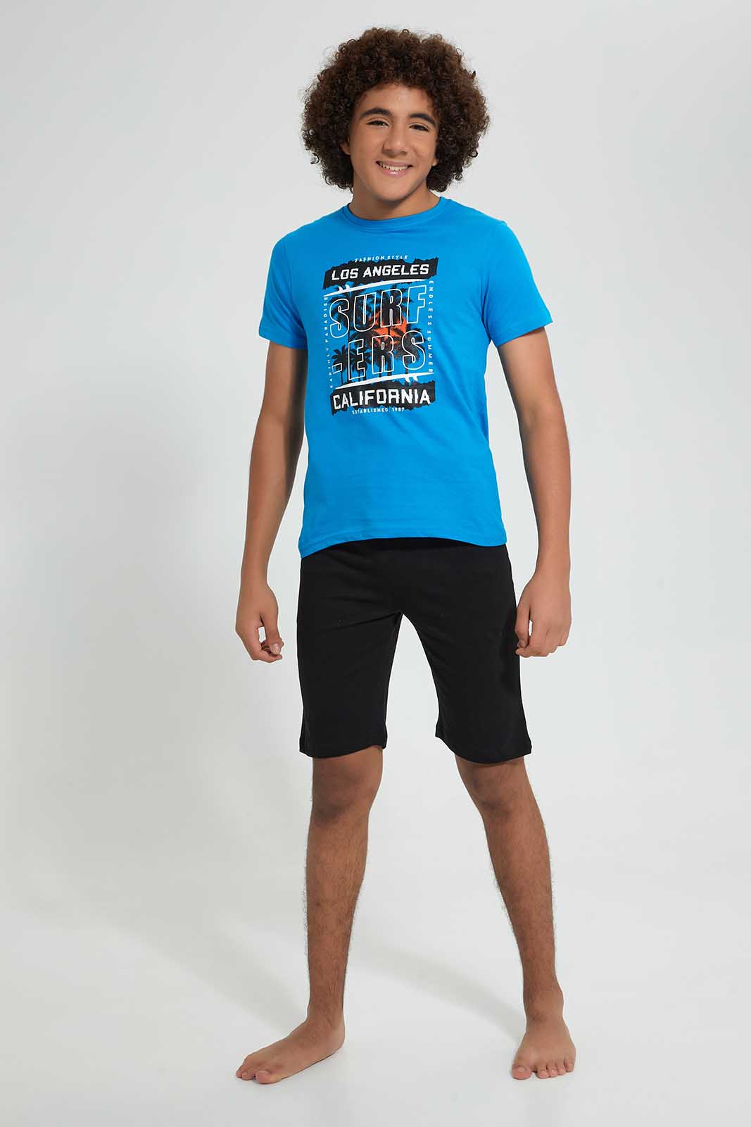Redtag-Blue-Surfers-Night-Suit-Pyjama-Sets-Senior-Boys-9 to 14 Years