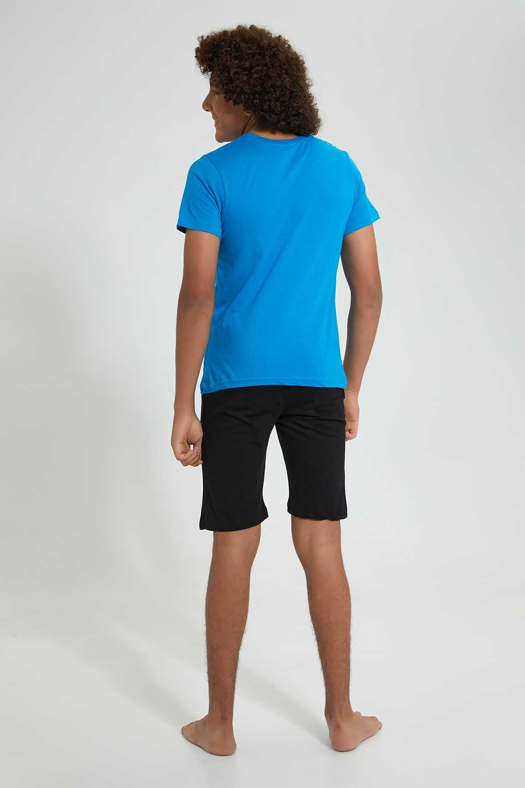 Redtag-Blue-Surfers-Night-Suit-Pyjama-Sets-Senior-Boys-9 to 14 Years