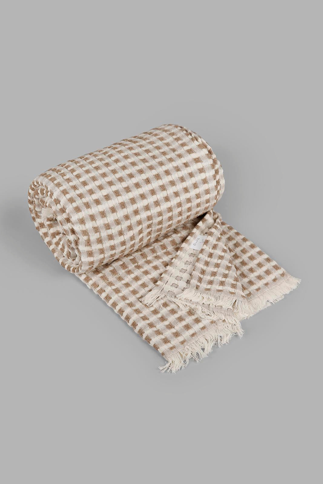 Redtag-Beige-Waffle-Throw-Category:Throws,-Colour:Beige,-Filter:Home-Bedroom,-HMW-BED-Throws,-JUBLIANT,-Non-Sale,-S22C,-Section:Homewares-Home-Bedroom-