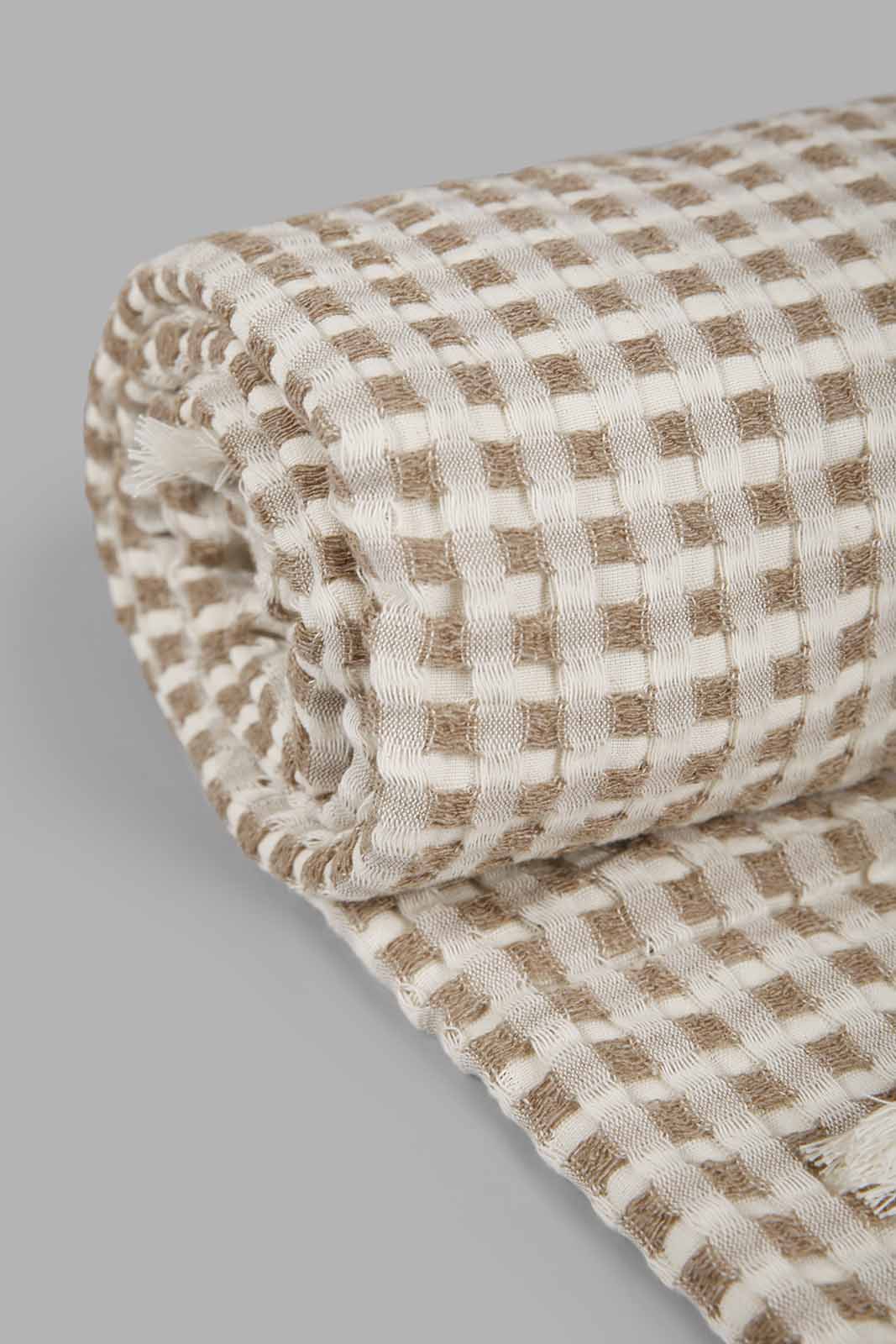 Redtag-Beige-Waffle-Throw-Category:Throws,-Colour:Beige,-Filter:Home-Bedroom,-HMW-BED-Throws,-JUBLIANT,-Non-Sale,-S22C,-Section:Homewares-Home-Bedroom-