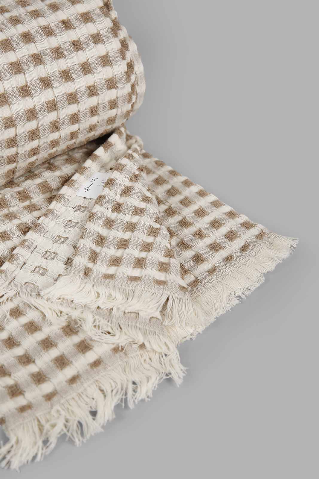 Redtag-Beige-Waffle-Throw-Category:Throws,-Colour:Beige,-Filter:Home-Bedroom,-HMW-BED-Throws,-JUBLIANT,-Non-Sale,-S22C,-Section:Homewares-Home-Bedroom-