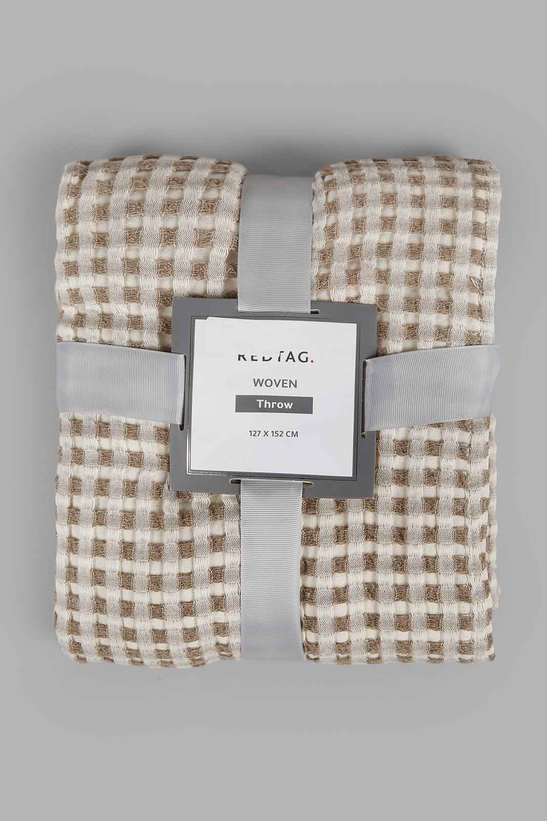 Redtag-Beige-Waffle-Throw-Category:Throws,-Colour:Beige,-Filter:Home-Bedroom,-HMW-BED-Throws,-JUBLIANT,-Non-Sale,-S22C,-Section:Homewares-Home-Bedroom-