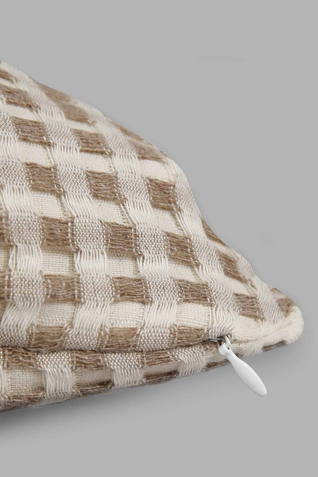 Redtag-Beige-Waffle-Cushion-Category:Cushions,-Colour:Beige,-Filter:Home-Bedroom,-HMW-BED-Cushions,-Jubliant,-Non-Sale,-S22B,-Section:Homewares-Home-Bedroom-