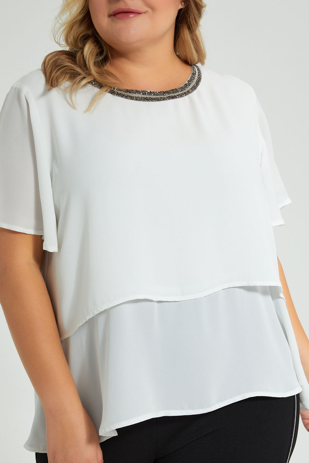 Redtag-Ivory-Embroideredellished-Neck-Double-Layer-Blouse-Colour:Ivory,-Filter:Plus-Size,-LDP-Blouses,-New-In,-New-In-LDP,-Non-Sale,-S22B,-Section:Women-Women's-