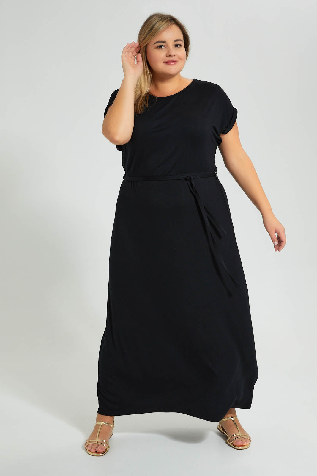 Redtag-Black-Plain-Maxi-Dress-Colour:Black,-Filter:Plus-Size,-LDP-Blouses,-New-In,-New-In-LDP,-Non-Sale,-S22B,-Section:Women-Women's-