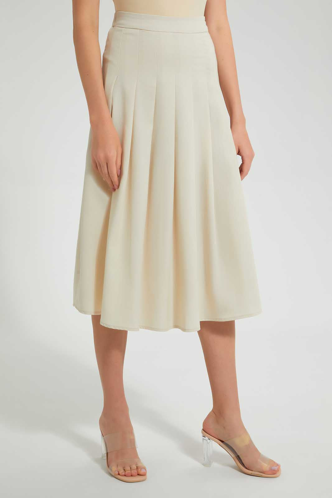 Redtag-Cream-Flared-Skirts-Skirts-Women's-