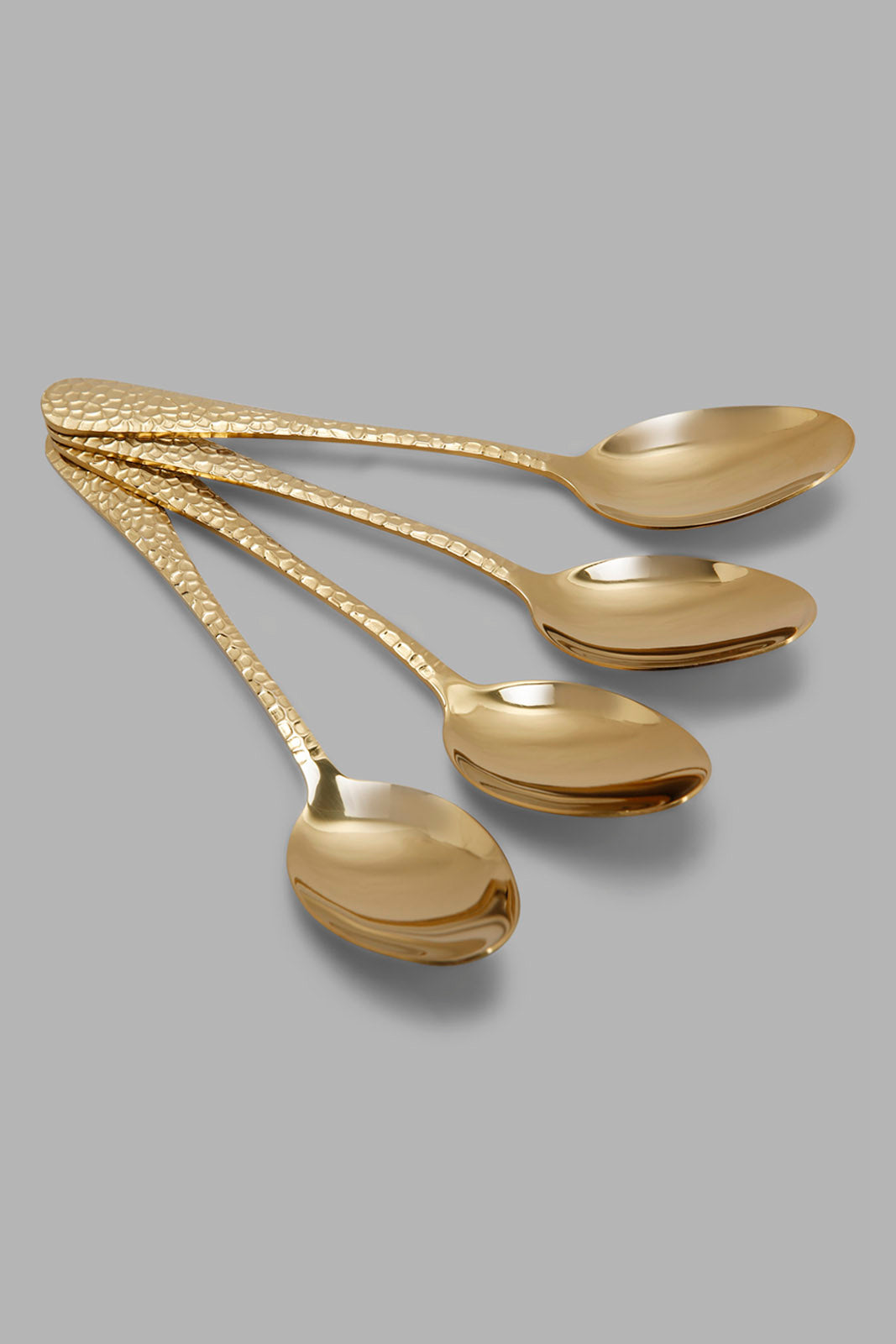 Redtag-Gold-Dinner-Spoon-Hammered-Finish-Set-(4-Piece)-Category:Spoons,-Colour:Gold,-Filter:Home-Dining,-HMW-DIN-Cutlery,-S22C,-Section:Homewares-Home-Dining-