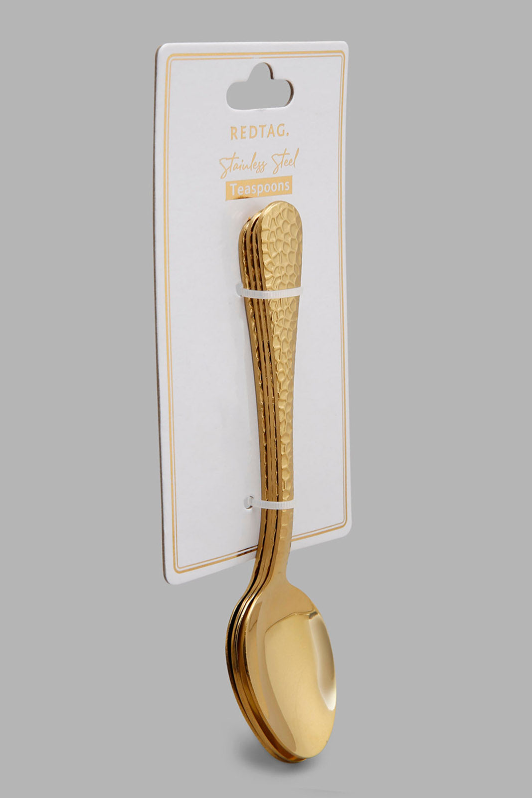 Redtag-Gold-Tea-Spoon-Hammered-Finish-Set-(4-Piece)-Category:Spoons,-Colour:Gold,-Filter:Home-Dining,-HMW-DIN-Cutlery,-Non-Sale,-S22C,-Section:Homewares-Home-Dining-