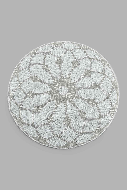 Redtag-Assorted-Round-Beaded-Embroidered-Placemat-Placemats-Home-Dining-