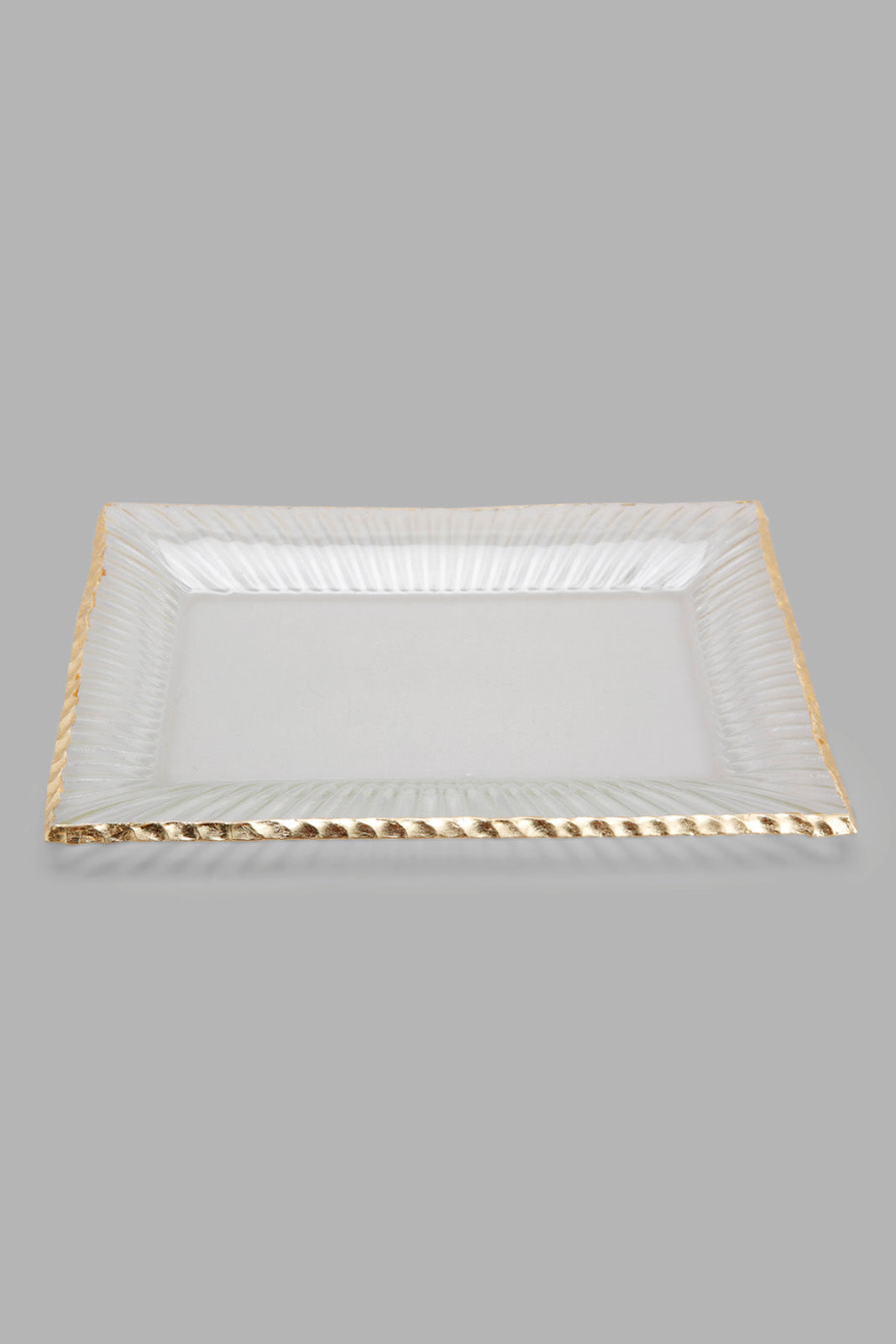 Redtag-Clear-Glass-Rectangle-Platter-With-Gold-Rim-Category:Plates,-Colour:Gold,-Deals:New-In,-Filter:Home-Dining,-HMW-DIN-Serveware,-New-In-HMW-DIN,-Non-Sale,-Section:Homewares,-W22A-Home-Dining-