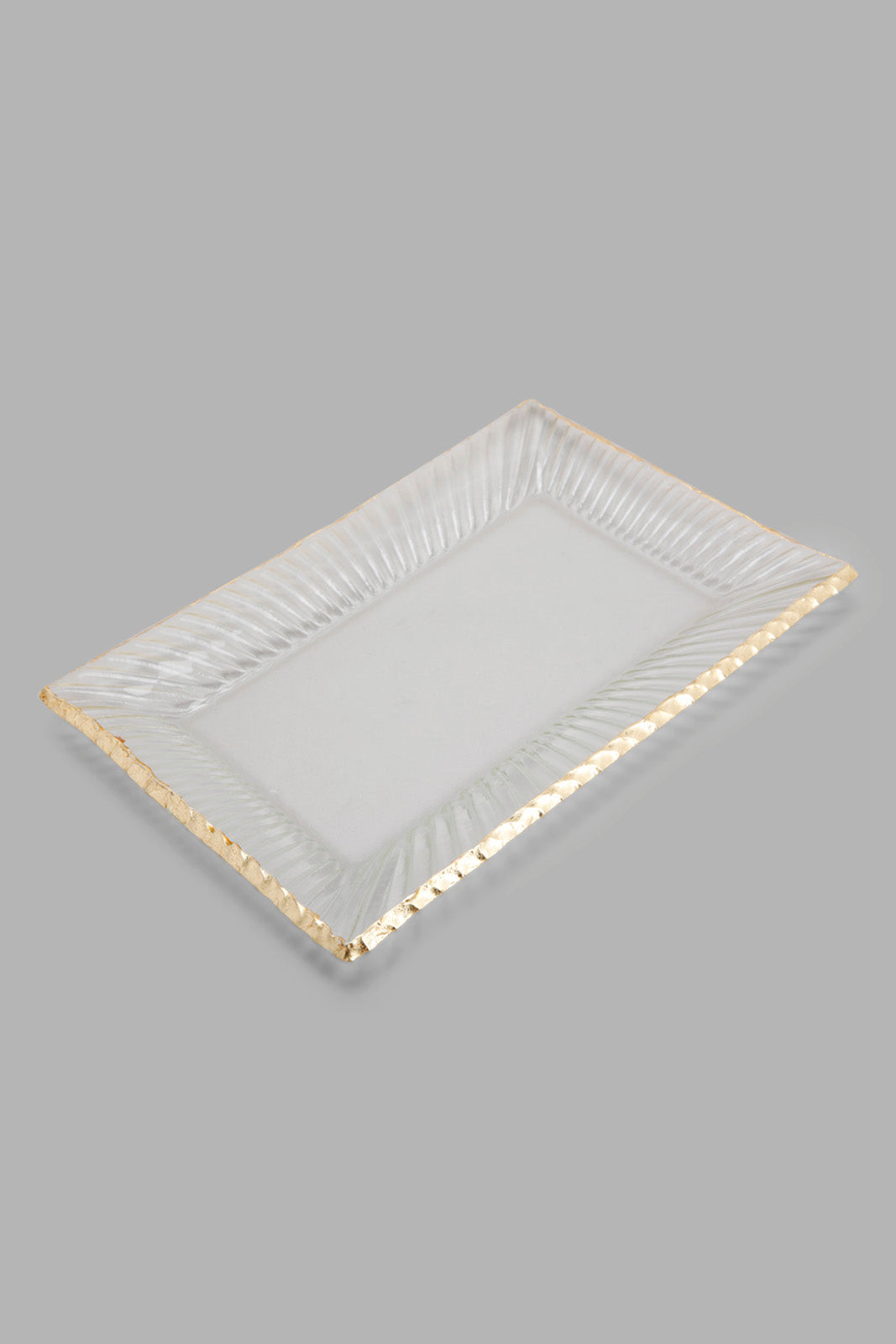 Redtag-Clear-Glass-Rectangle-Platter-With-Gold-Rim-Category:Plates,-Colour:Gold,-Deals:New-In,-Filter:Home-Dining,-HMW-DIN-Serveware,-New-In-HMW-DIN,-Non-Sale,-Section:Homewares,-W22A-Home-Dining-