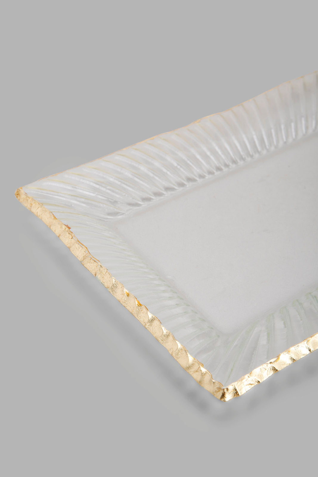 Redtag-Clear-Glass-Rectangle-Platter-With-Gold-Rim-Category:Plates,-Colour:Gold,-Deals:New-In,-Filter:Home-Dining,-HMW-DIN-Serveware,-New-In-HMW-DIN,-Non-Sale,-Section:Homewares,-W22A-Home-Dining-