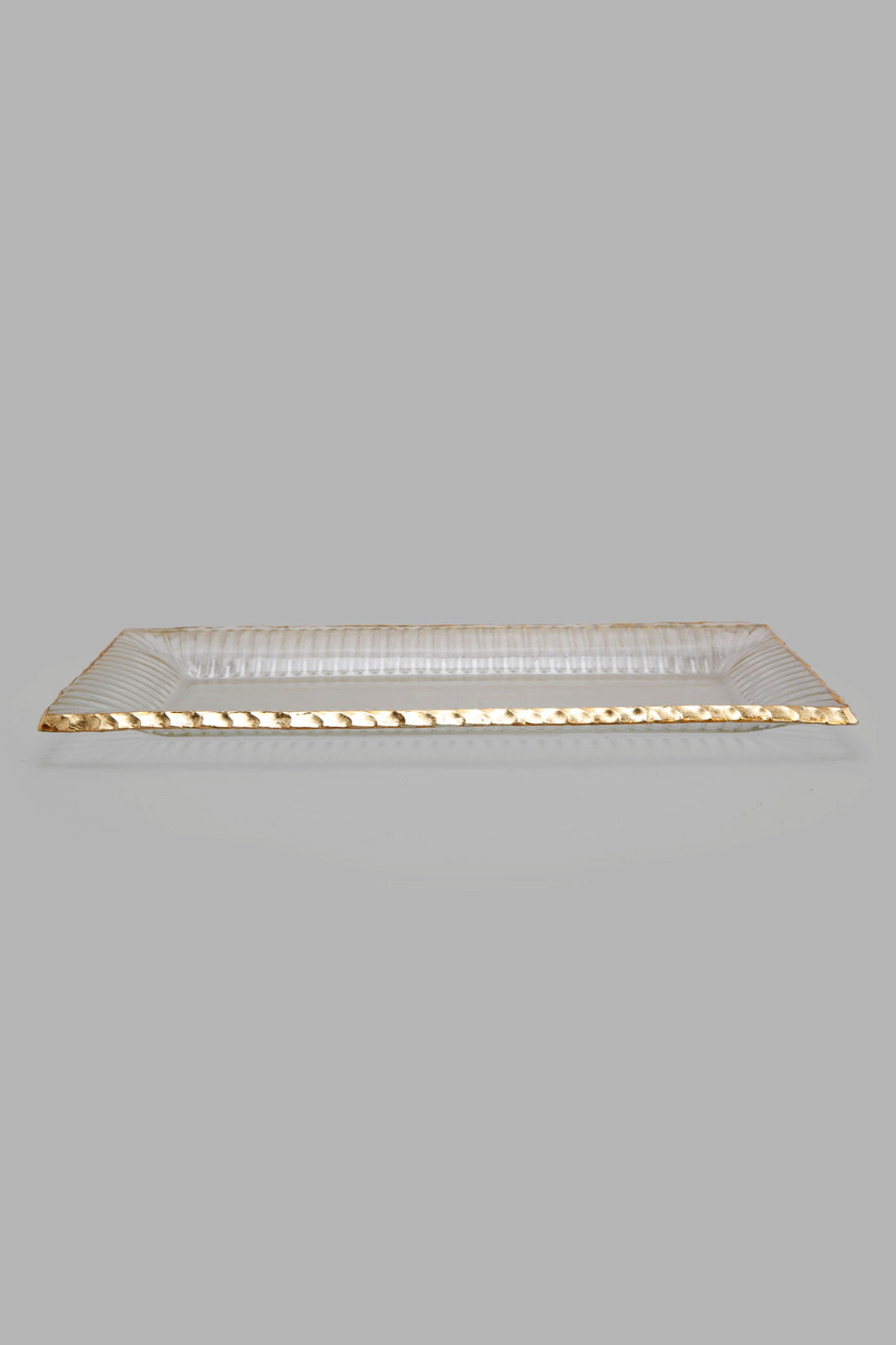 Redtag-Clear-Glass-Rectangle-Platter-With-Gold-Rim-Category:Plates,-Colour:Gold,-Deals:New-In,-Filter:Home-Dining,-HMW-DIN-Serveware,-New-In-HMW-DIN,-Non-Sale,-Section:Homewares,-W22A-Home-Dining-