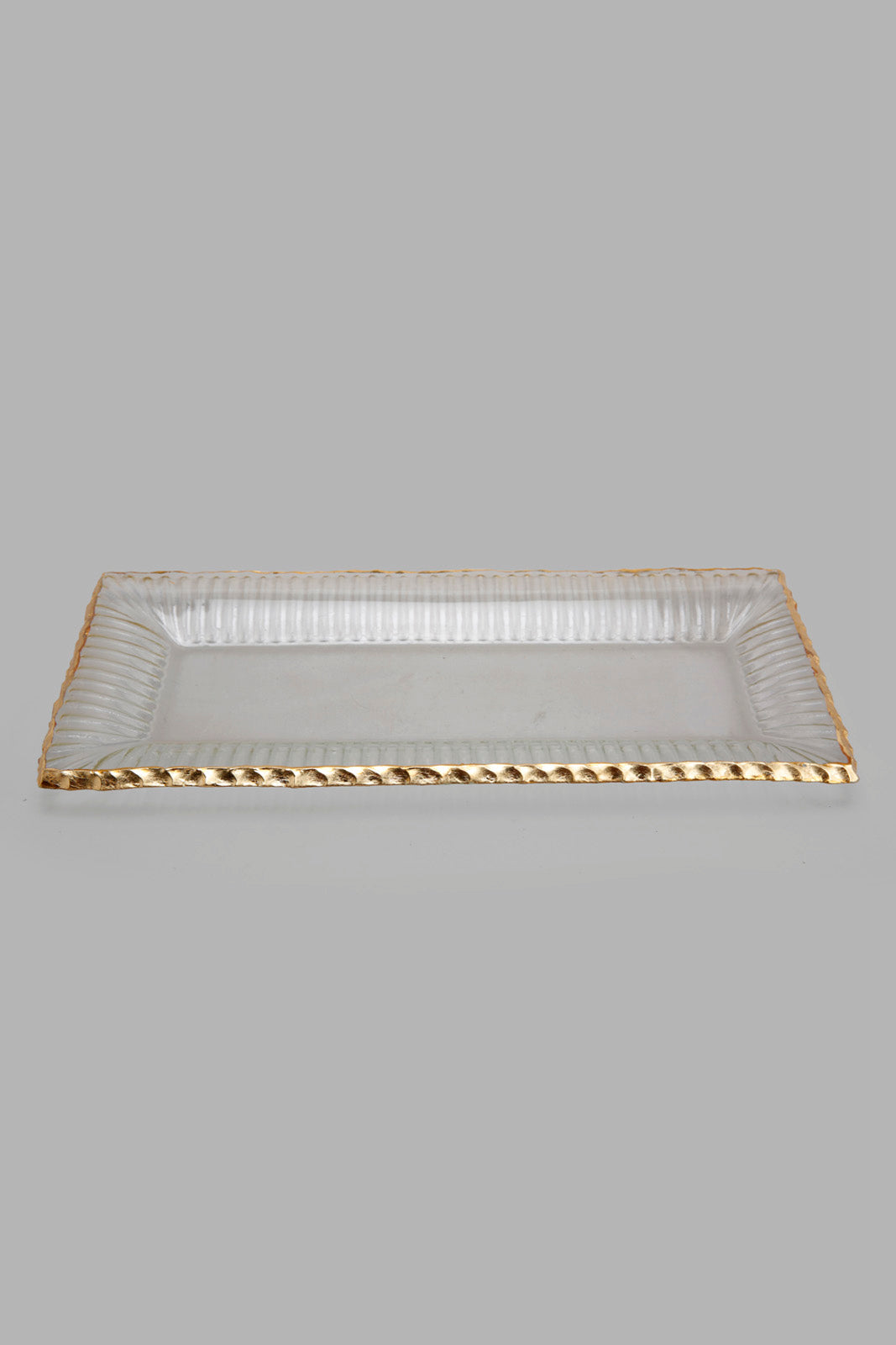 Redtag-Clear-Glass-Rectangle-Platter-With-Gold-Rim-Category:Plates,-Colour:Gold,-Deals:New-In,-Filter:Home-Dining,-HMW-DIN-Serveware,-New-In-HMW-DIN,-Non-Sale,-Section:Homewares,-W22A-Home-Dining-