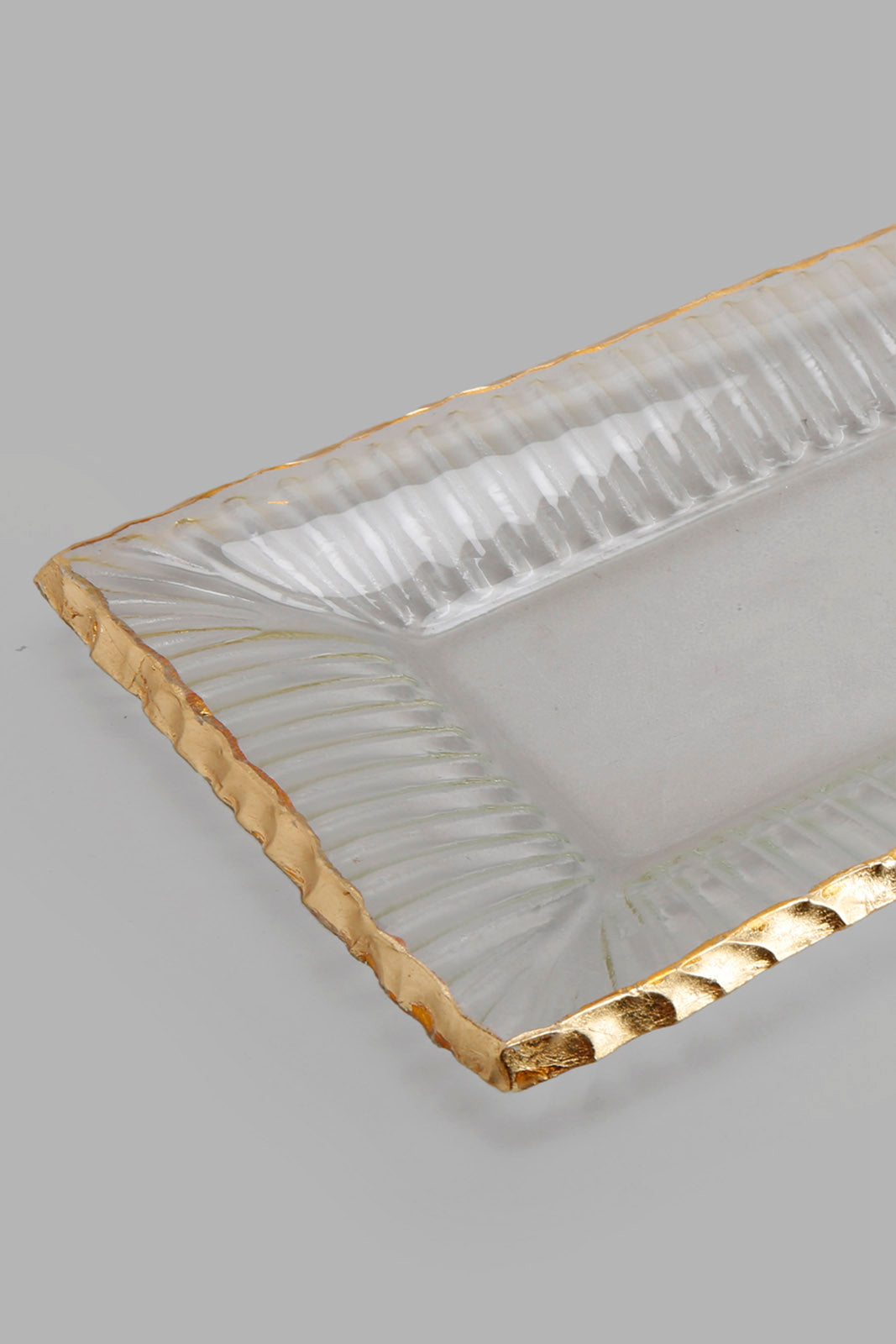 Redtag-Clear-Glass-Rectangle-Platter-With-Gold-Rim-Category:Plates,-Colour:Gold,-Deals:New-In,-Filter:Home-Dining,-HMW-DIN-Serveware,-New-In-HMW-DIN,-Non-Sale,-Section:Homewares,-W22A-Home-Dining-