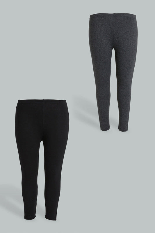 Redtag-Assorted-Pack-Of-2-Legging--Crop-X-Long-Colour:Assorted,-Filter:Plus-Size,-LDP-Leggings,-New-In,-New-In-LDP,-Non-Sale,-S22B,-Section:Women-Women's-