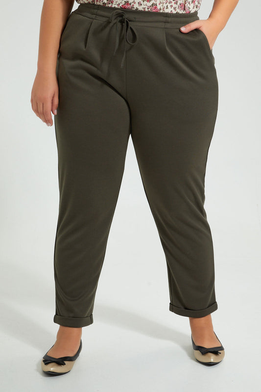 Redtag-Olive-Tapered-Leg-Turn-Up-Trouser-Colour:Olive,-Filter:Plus-Size,-LDP-Trousers,-New-In,-New-In-LDP,-Non-Sale,-S22B,-Section:Women-Women's-