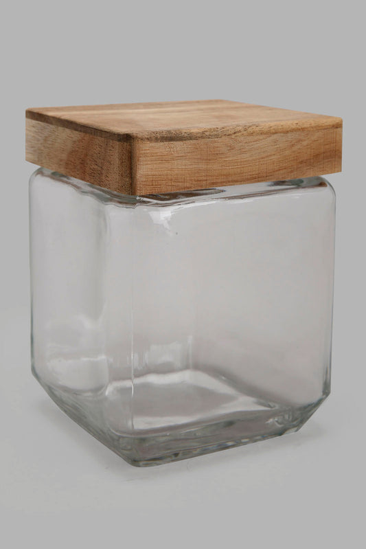 Redtag-Clear-Glass-Jar-With-Woven-Lid-(Medium)-Category:Canisters-And-Jars,-Colour:White,-Deals:New-In,-Filter:Home-Dining,-HARMONY,-HMW-DIN-Storage,-New-In-HMW-DIN,-Non-Sale,-Section:Homewares,-W22O-Home-Dining-