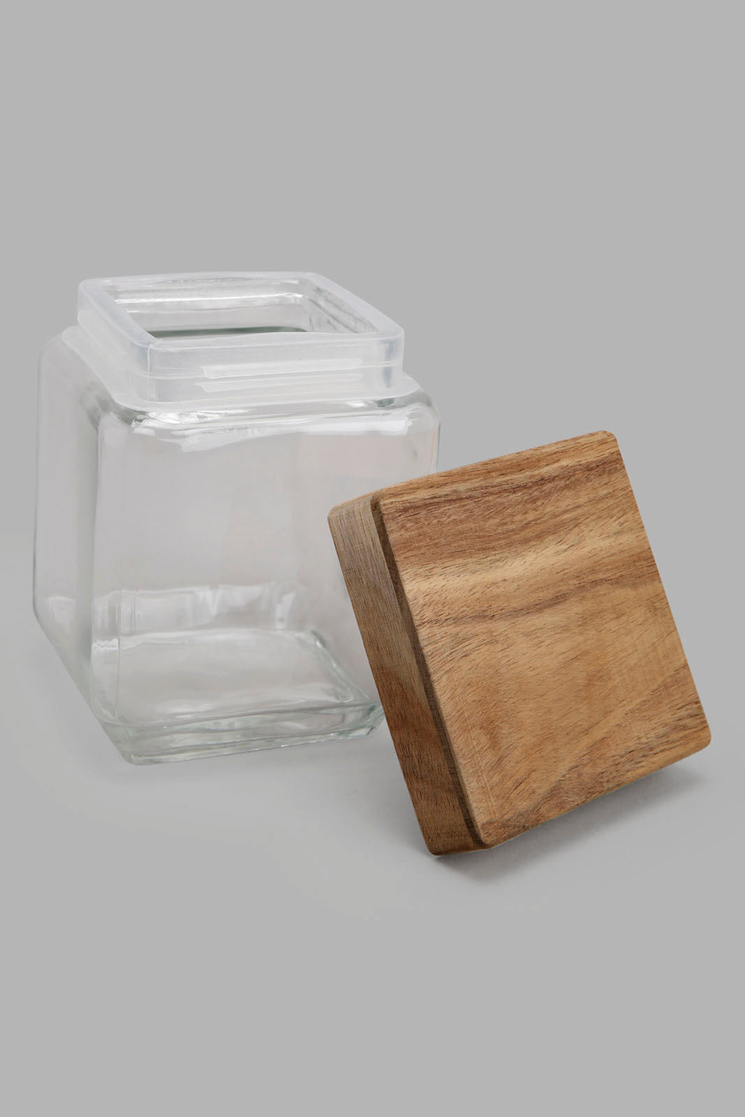 Redtag-Clear-Glass-Jar-With-Woven-Lid-(Medium)-Category:Canisters-And-Jars,-Colour:White,-Deals:New-In,-Filter:Home-Dining,-HARMONY,-HMW-DIN-Storage,-New-In-HMW-DIN,-Non-Sale,-Section:Homewares,-W22O-Home-Dining-